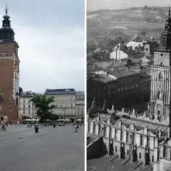 Wieża Ratuszowa na Rynku Głównym w Krakowie, porównanie współczesności i przeszłości. Ile lat ma Kraków? Tysiąc!