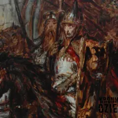 Rycerze w zbrojach na koniach, przygotowujący się do walki. Obraz przedstawia scenę z bitwy pod Legnicą, pełną dramatyzmu i historycznych ciekawostek.