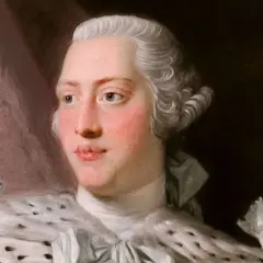 Portret króla Jerzego IV w peruce i futrzanym płaszczu.
