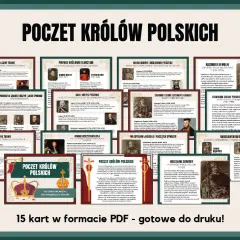 Poczet królów polskich, ukazujący ilu królów miała Polska, od Piastów po Poniatowskiego. Historia władzy i zmieniającej się Polski.