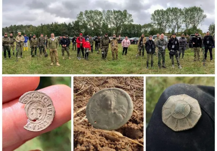 Grupa poszukiwaczy z wykrywaczami metali, odkrywająca artefakty z czasów potopu szwedzkiego. Ciekawostki z wykopalisk: monety i ozdoby.