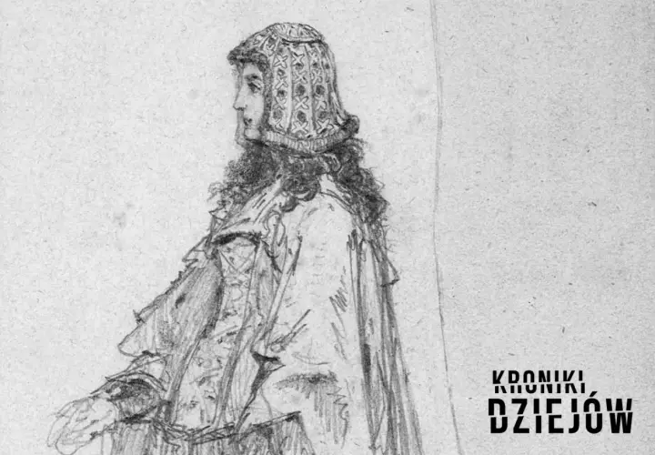 Portret kobiety w historycznym stroju, być może przedstawiający Adelajdę, heską żonę Kazimierza Wielkiego.