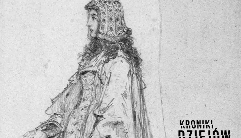 Portret kobiety w historycznym stroju, być może przedstawiający Adelajdę, heską żonę Kazimierza Wielkiego.