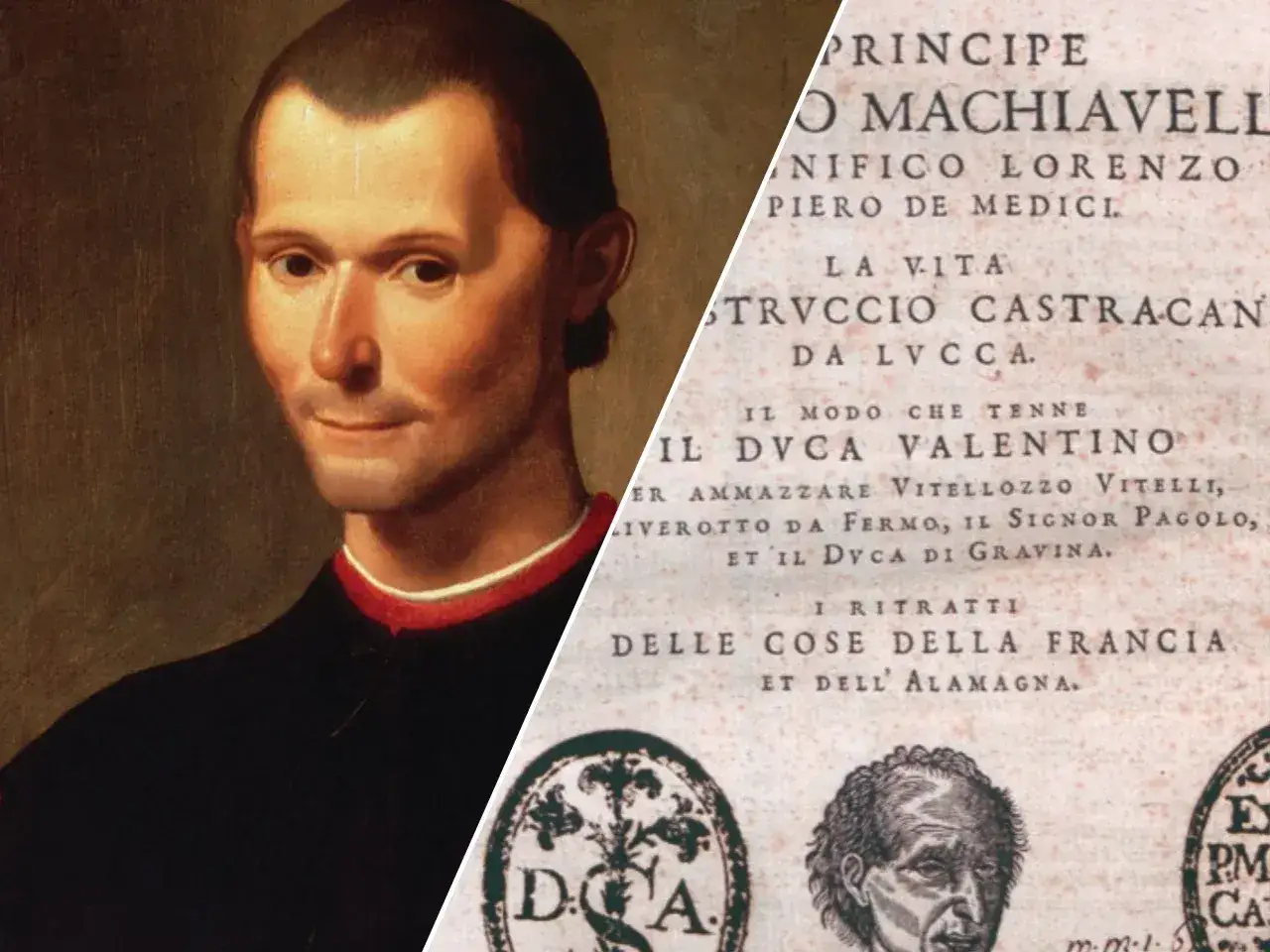 Portret Niccol&ograve; Machiavellego obok fragmentu 